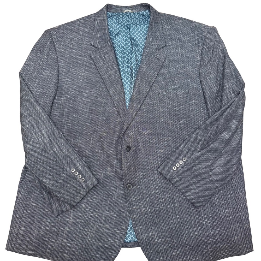 Oak Hill Sport Coat Men 4XLT 58L 60L Blue Textured Two Button Stretch Blazer